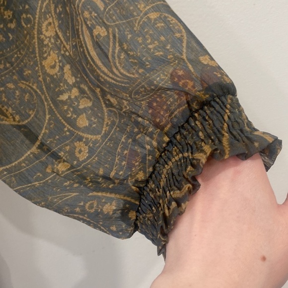Smocked Paisley Long Sleeve Blouse - Picture 6 of 12